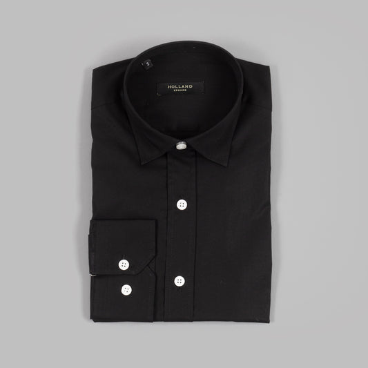 Black Poplin Stretch Shirt