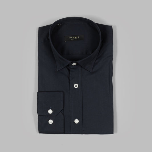 Navy Poplin Stretch Shirt